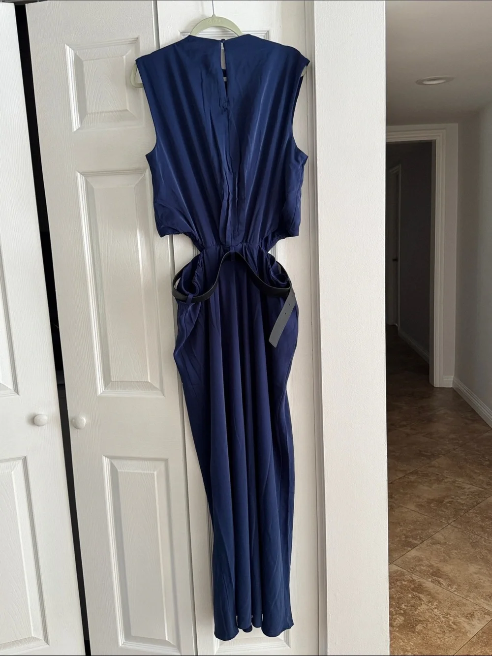 Abercrombie Sleeveless Navy Maxi Dress with Belt size l
